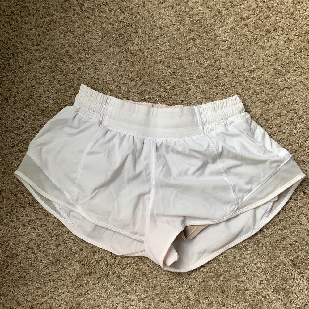 White Lululemon hotty hot shorts